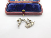 Sterling Silver Ladies High Heel and Ship Charm Pendant Vintage c1970