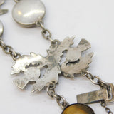 Scottish Sterling Silver, Agate Set Thistle Bracelet Antique c1920s