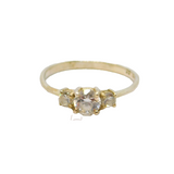 Sterling Silver Three Stone Set Graduating CZ Dress Ring Modern c1990 Size P