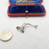 Sterling Silver Fun Leaping Dolphin  Figurative Charm Pendant Vintage c1970