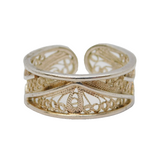 Sterling Silver Filigree Pattern Dress Ring Vintage c1970 Size Q UK