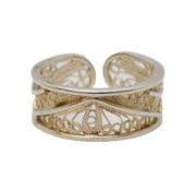 Sterling Silver Filigree Pattern Dress Ring Vintage c1970 Size Q UK