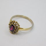 Sterling Silver  Gilt Almandine Garnet & Paste Dress Ring Vintage c1970 Size R