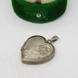 Sterling Silver Heart Locket Charm Pendant Vintage c1970