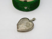 Sterling Silver Heart Locket Charm Pendant Vintage c1970