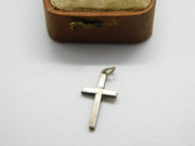 Sterling Silver Simple Crucifix Charm Pendant Vintage c1970