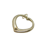 Sterling Silver Single Diamond Set Floating Heart Pendant Contemporary c2000s