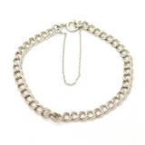 Sterling Silver Double Curb Chain Bracelet With Safety Chain Vintage c1990's