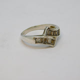 Sterling Silver Paste Set Crossover Band Dress Ring Vintage c1970 Size N