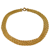 Italian Gold On Sterling Silver Flat Braided Collar Necklace Contemporary c2000