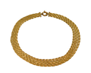 Italian Gold On Sterling Silver Flat Braided Collar Necklace Contemporary c2000