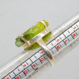 Sterling Silver Raw Yellow/Green Agate Studio Band Ring Vintage c1990 Size N
