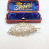 Sterling Silver Filigree Form Leaf Pattern Brooch Vintage c1970
