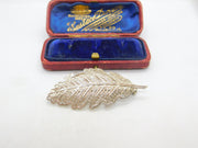 Sterling Silver Filigree Form Leaf Pattern Brooch Vintage c1970