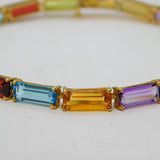 Contemporary 9ct Yellow Gold & Multi-Stone Set Tennis Bracelet 7.8" Length
