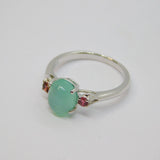 Sterling Silver Chalcedony Cabochon & Pink Topaz Ring Vintage c1970 Size N 1/2