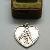 Sterling Silver Heart Charm Pendant Vintage c1970