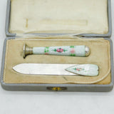 20th Century Boxed .935 Silver & Enamel Bookmark & Seal Set Antique c1920s