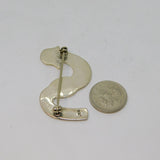Sterling Silver Modernist Cat Design Initial S Brooch Vintage c1970