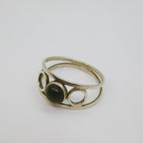 Sterling Silver Mexican Green Hardstone Circles Studio Ring Vintage c1970 Size P