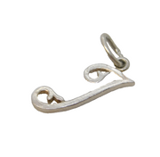Sterling Silver  'J' Initial Charm Pendant Vintage c1970s