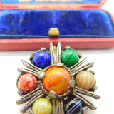Scottish Miracle Silver Plated & Gemstone Costume Jewellery Kilt Brooch Vintage