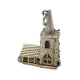 Sterling Silver Opening Large Church Charm Pendant Vintage c1970s