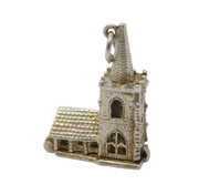Sterling Silver Opening Large Church Charm Pendant Vintage c1970s