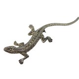 .835 Grade Silver & Marcasite Set Lizard Brooch Pin Antique c1930s Art Deco