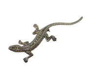 .835 Grade Silver & Marcasite Set Lizard Brooch Pin Antique c1930s Art Deco