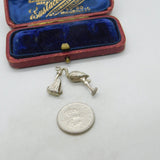 Sterling Silver Stork Carrying Baby Charm Pendant Vintage c1970