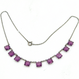 Sterling Silver Purple Paste Dress Necklace Antique c1920 Art Deco