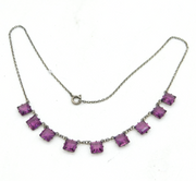 Sterling Silver Purple Paste Dress Necklace Antique c1920 Art Deco