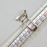 Sterling Silver Square Crystal Chunky Cocktail Ring Vintage c1980 Size R 1/2