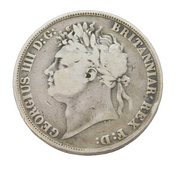 King George IV Silver First Bust Crown Coin 1821 Secundo Edge Fair Antique