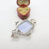 Sterling Silver Blue Agate Charm Pendant Vintage c1970