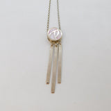 Sterling Silver Celtic Nouveau Style Pink Shell Pendant Necklace Modern c2000