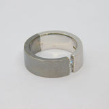 Sterling Silver Two-Tone CZ Set Chunky Band Ring Vintage c2000 Size R
