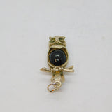 Sterling Silver Black Enamel Upside Down Wise Owl Charm Pendant Vintage c1970s