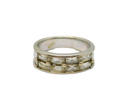 Sterling Silver Two Tier 8 Emerald Cut Spinel Band Ring Modern c1990 Size P