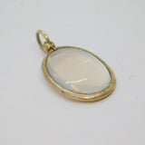 Early 20th Century Sterling Silver Oval Mounted Cabochon Moonstone Drop Pendant