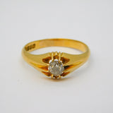 Edwardian 18ct Yellow Gold & 0.5ct Diamond Solitaire Ring Antique London