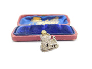 Sterling Silver Wedding Church with Enamel Couple Charm Pendant Vintage c1970
