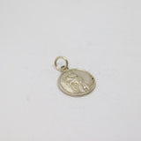 Sterling Silver Round St Christopher Travel Charm Pendant Vintage c1970