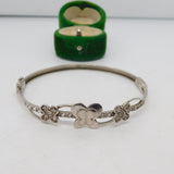 Sterling Silver & Spinel Set Butterfly Bangle Bracelet Vintage c1990