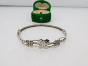 Sterling Silver & Spinel Set Butterfly Bangle Bracelet Vintage c1990