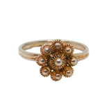Sterling Silver Rose-Gold Gilt Eastern Floral Style Ring Modern c2000 Size O