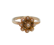Sterling Silver Rose-Gold Gilt Eastern Floral Style Ring Modern c2000 Size O