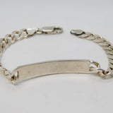Sterling Silver Curb Link ID Chain Bracelet Vintage c1970s 8.2" Length