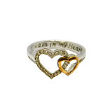 Sterling Silver CZ & Gilt 'Always In My Heart' Ring Modern c2000 Size K 1/2